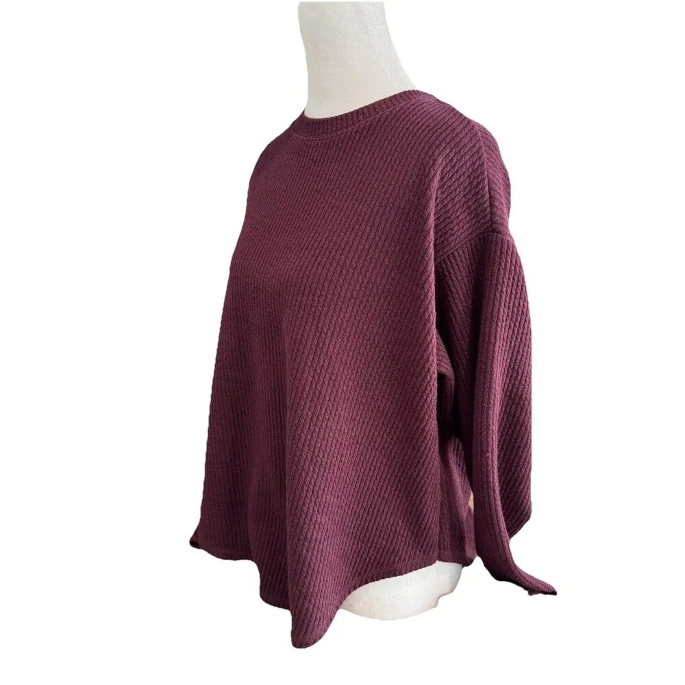 Women's Sonoma Goods For Life Sweater Size XS Plum Ribbed Shirttail Top NWT